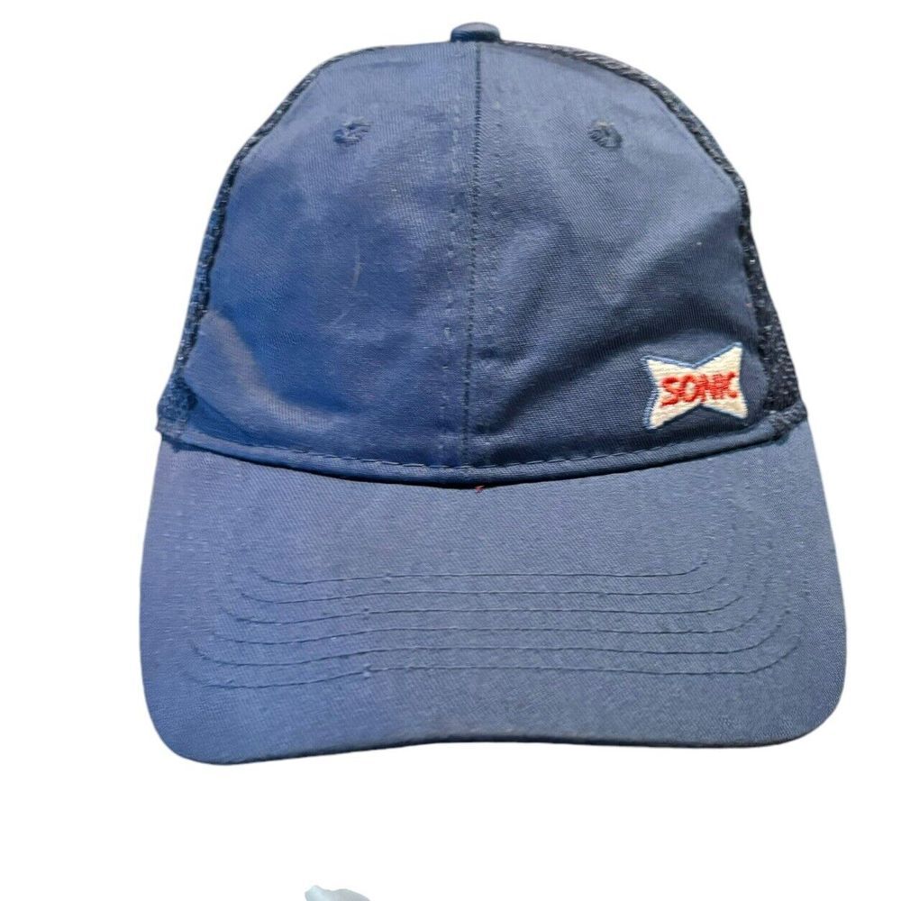 Sonic Employee Work Uniform Hat Snapback Cap Blue‎ Adjustable Strap Mesh Back